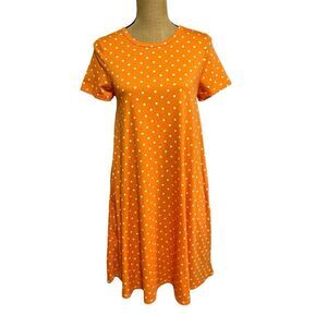 LulaRoe‎ Jessie Swing Dress Size XS Orange Polka Dot Side Pockets New Comfort